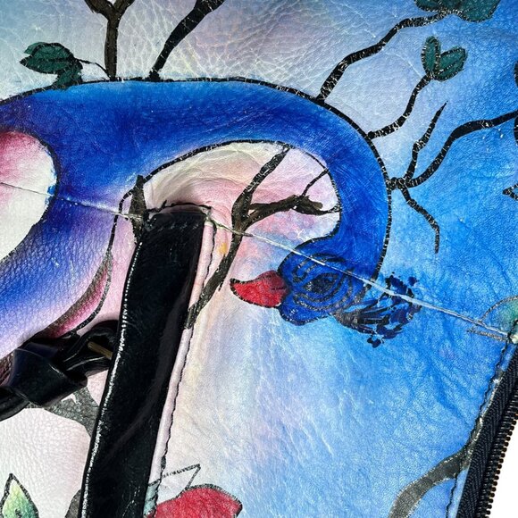 Artistic  Expression by sharif  Hand-Painted Leather Peacock Handbag with  Walle - Picture 7 of 16
